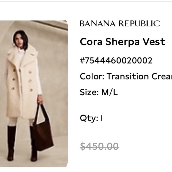 Banana Republic Cora Sherpa Vest NWT - Picture 1 of 4